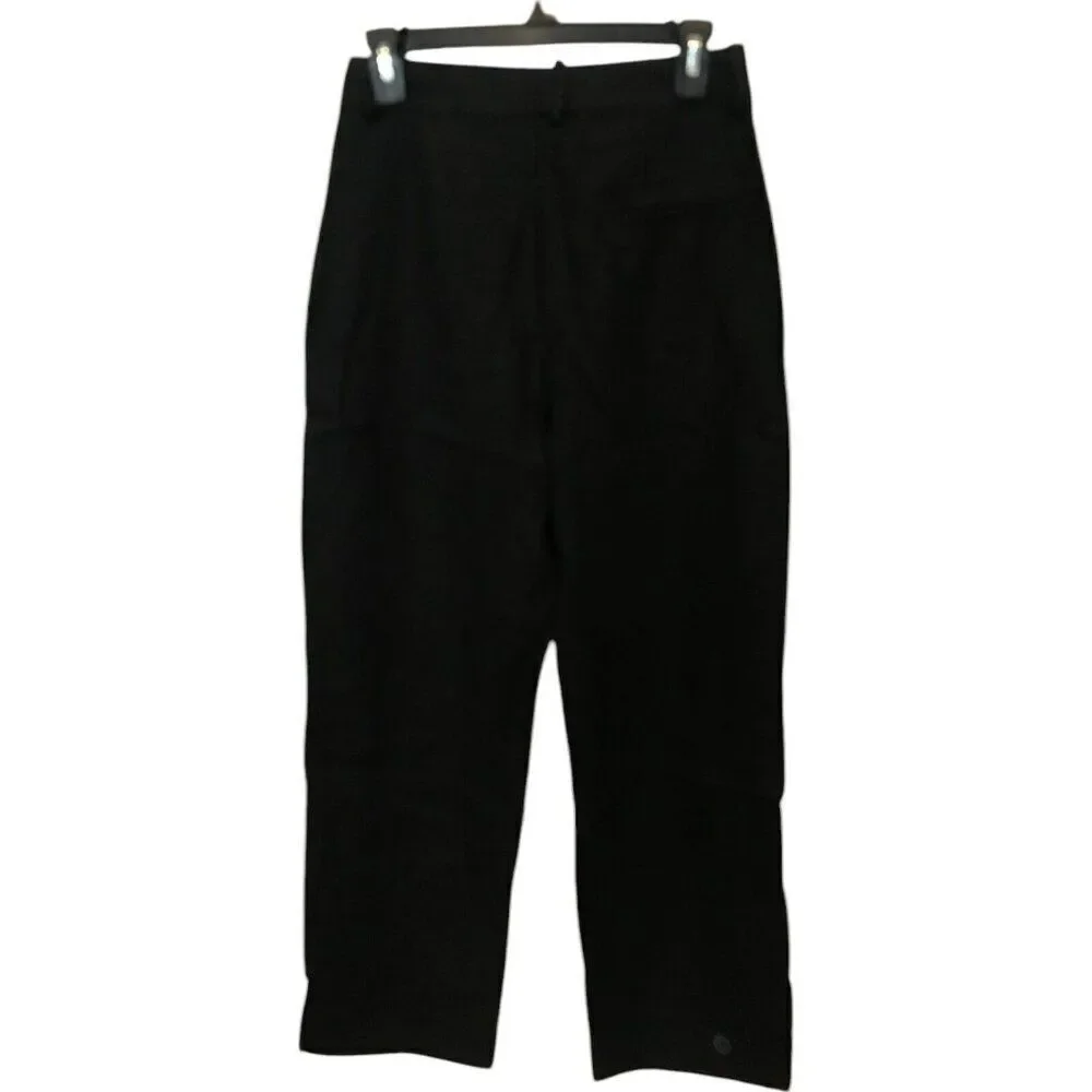 Zara Women Dress Pants Size S Black Wide Leg Linen Blend Flat Front 8017/369 NWT